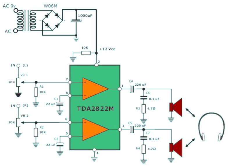 TDA2822M Schematics Diagram