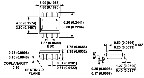 Outline Dimensions of AD8542AR