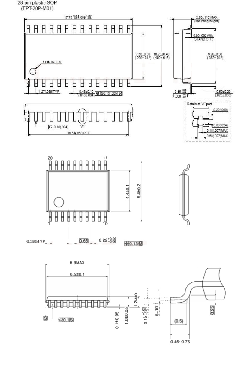 Footprint and Dimensional information for CH341