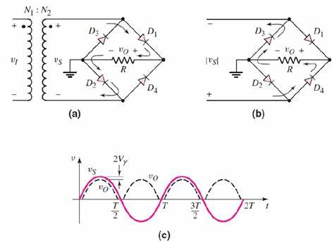 Full-Wave Bridge Rectifier Circuit and Output Waveform
